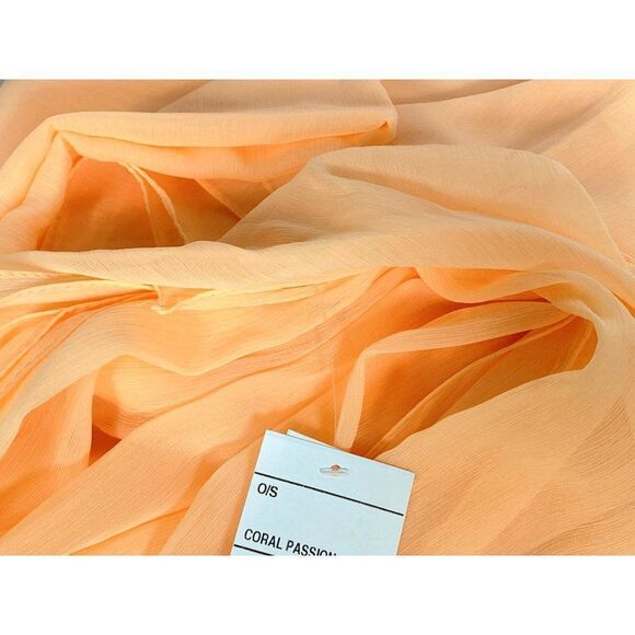 Scarf Wrap Lot of 2 Rectangular Cotton Multicolor Stripe Extra Long Apricot NEW - Picture 3 of 3